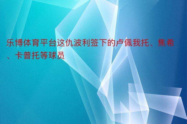 乐博体育平台这仇波利签下的卢佩我托、焦希、卡普托等球员